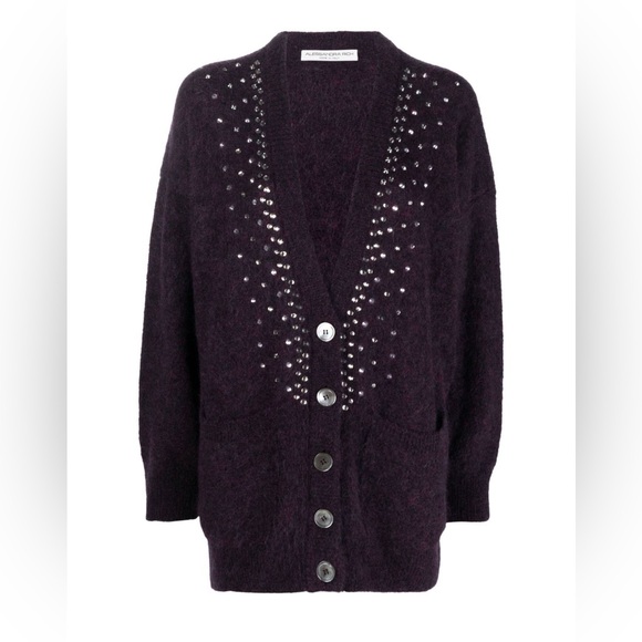 ALESSANDRA RICH
MOHAIR-BLEND LONG CARDIGAN WITH CRYSTALS size 40 - Picture 2 of 15